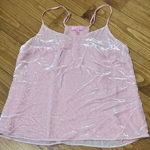 Lilly Pulitzer Size Medium Baby Pink Crushed Velvet Tank Top